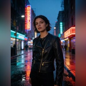 Therapy Black Faux Leather Moto-Style Jacket